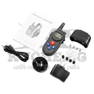 Електронен нашийник с Walkie-Talkie - комплект с дистанционно, зарядно, инструкции и аксесоари.