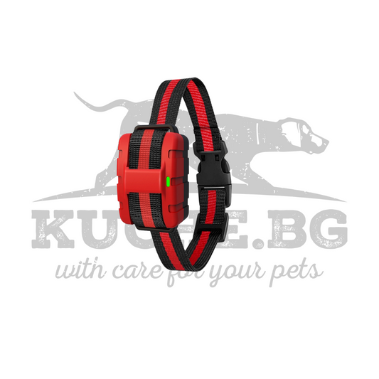Допълнителен приемник Т150 с текстилена каишка за електрически нашийник, червен и черен.