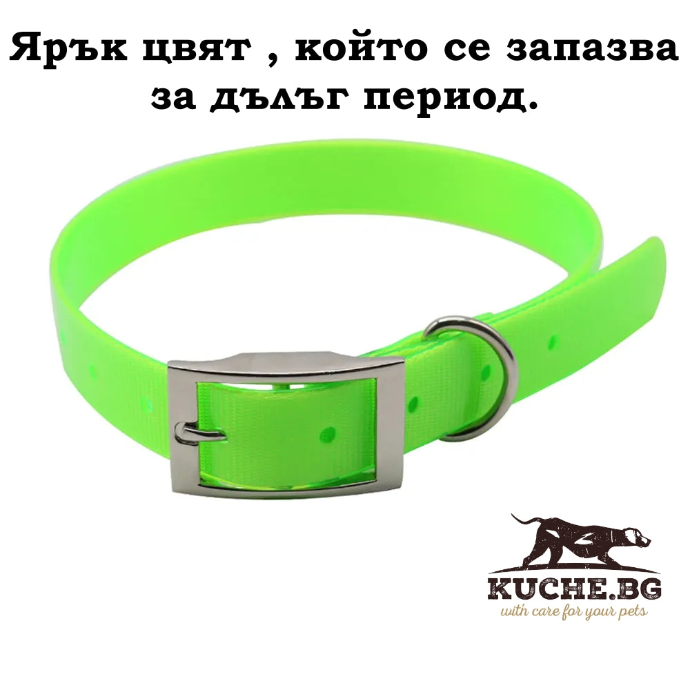 Силиконова каишка в ярко зелено за кучета, издръжлива и комфортна, идеална за безопасни разходки.