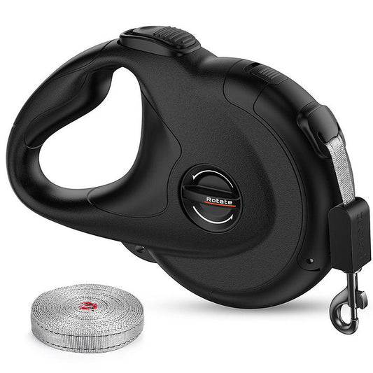 Автоматичен повод за куче или класическа каишка: плюсове, минуси и избор на дължина, автоматичен вариант, черен цвят.