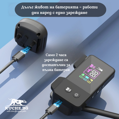 Дълготрайна батерия за електронна ограда за кучета - само 2 часа зареждане за пълна мощност.
