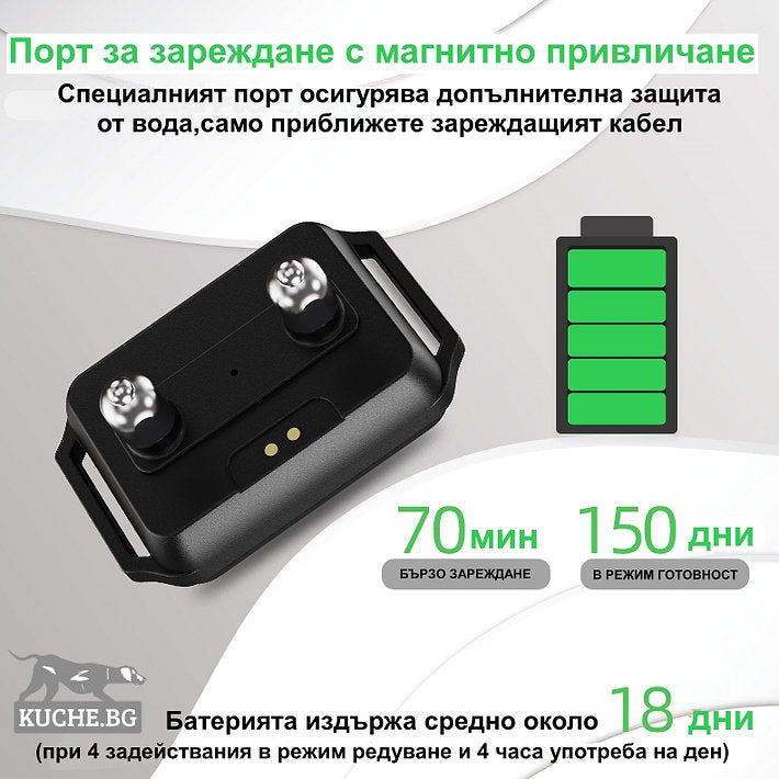 Порт за зареждане с магнитно привличане, бързо зареждане за 70 минути и 150 дни готовност.