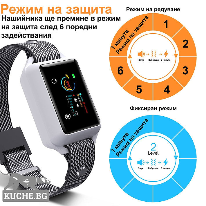 Антилай нашийник B800 с TFT дисплей, режими на защита и редуване, интелигентен контрол на лаенето.