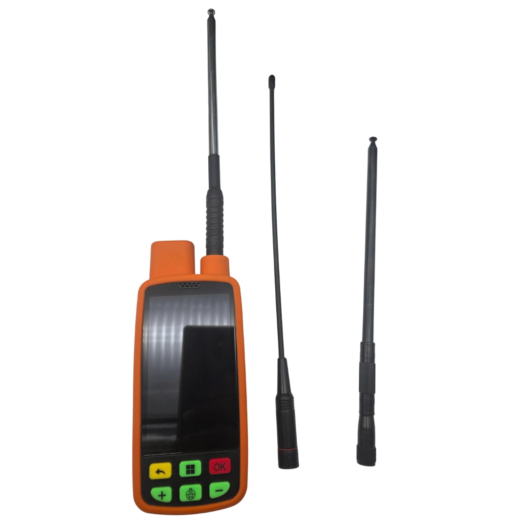 eSEEK ръчно устройство с различни VHF антени, включително телескопични модели
