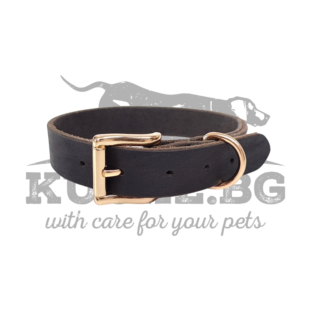 Премиум кожен нашийник за куче от естествена кожа с изчистен дизайн и здрава метална закопчалка