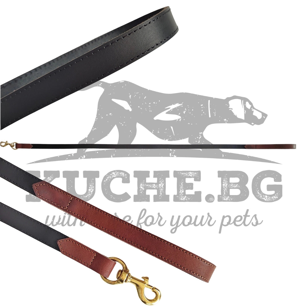 Дълъг кожен повод за куче от естествена кожа с изчистен дизайн, здрав карабинер и премиум изпълнение