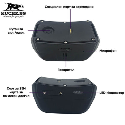 GPS тракер Icar IK 122 PRO с бутон за включване, микрофон, говорител и LED индикатор.