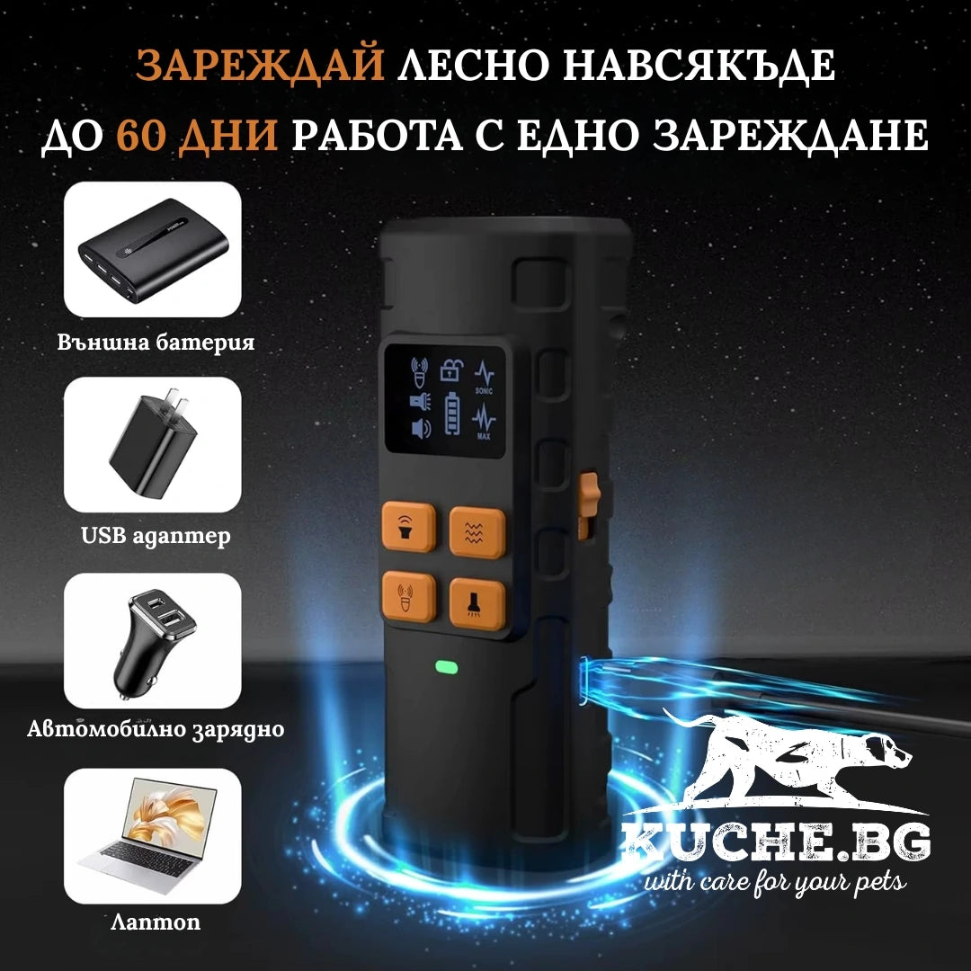 Ултразвуков кучегон с USB зареждане и до 60 дни работа с едно зареждане